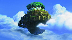 floating Island illustration, Studio Ghibli, Castle in the Sky