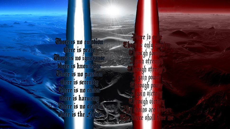 three landscapes with text digital wallpaper, Star Wars, text, typography HD wallpaper