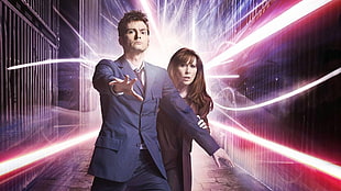 men's blue formal coat, Doctor Who, The Doctor, TARDIS, David Tennant
