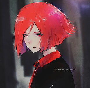red hair anime character painting, Aoi Ogata, redhead, digital art