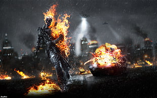 monster digital wallpaper, fire, fire man, video games, Battlefield 4 HD wallpaper