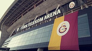 Galatasaray banner, Galatasaray S.K., soccer clubs, stadium HD wallpaper