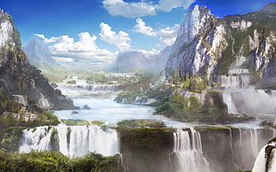 painting of water falls
