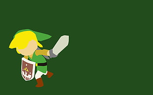 green warrior clip art, Link, The Legend of Zelda, minimalism, video games