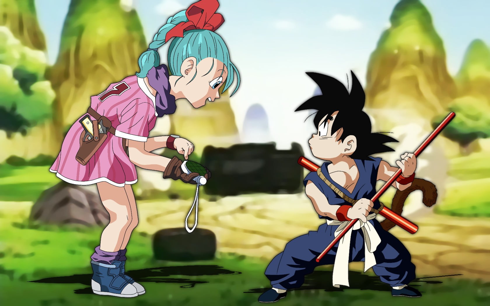 Dragon Ball Z Goku and Bulma illustration.