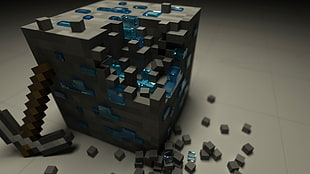 Minecraft, 3D, digital art, cube