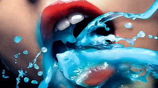 digital art, mouth, liquid, artwork