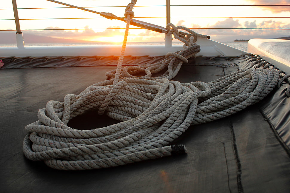 macro shot of white rope HD wallpaper