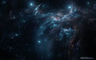 galaxy illustration, digital art, nebula, universe