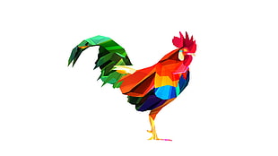 red and green rooster wallpaper