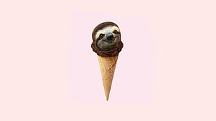 Sloth ice cream with cone illustration HD wallpaper