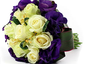 yellow and purple Rose bouquet HD wallpaper