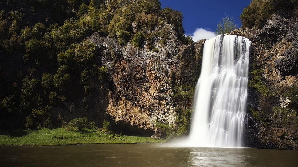 waterfalls, landscape, waterfall, New Zealand, nature HD wallpaper
