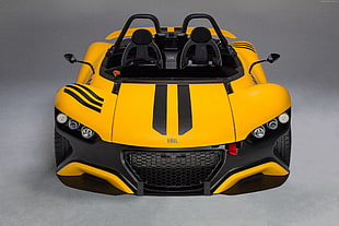 yellow and black convertible sports car