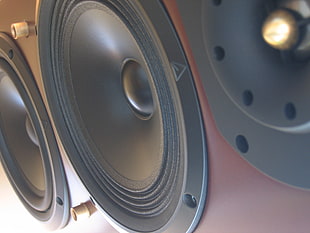 black speakers, sound, music, audio, speakers HD wallpaper