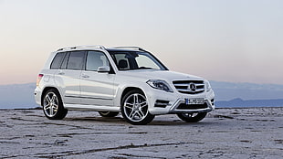 white Mercedes-Benz SUV, Mercedes GLK, Mercedes Benz, white cars, car