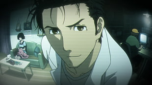 male anime character screengrab, Steins;Gate, Okabe Rintarou HD wallpaper