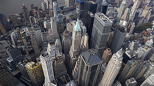 gray concrete buildings, city, urban, aerial view, cityscape