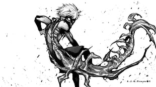 Kaneki Ken illustration, manga, monochrome, Kaneki Ken, Tokyo Ghoul HD wallpaper