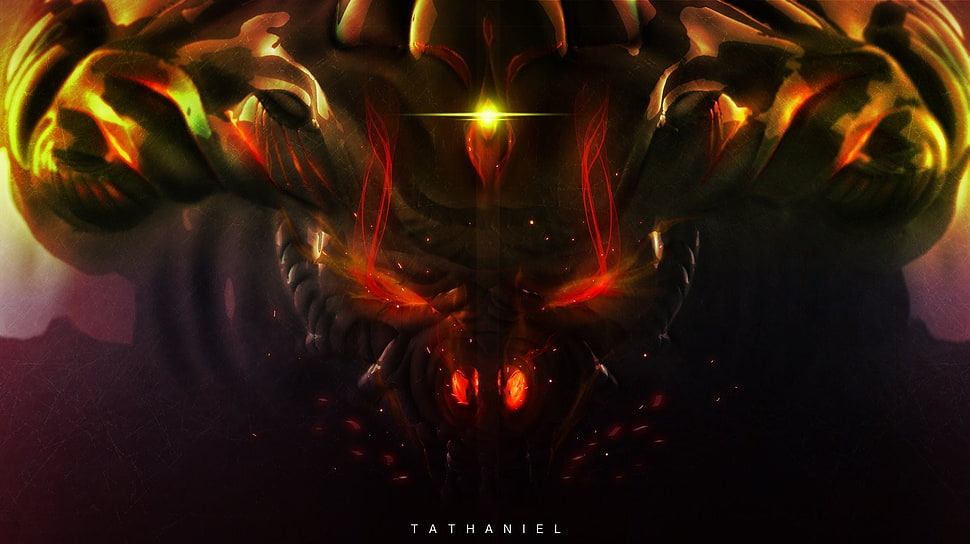 Tathaniel digital wallpaper, video games, Diablo III, horns, red eyes HD wallpaper