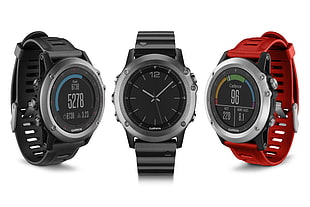 three gray digital watches