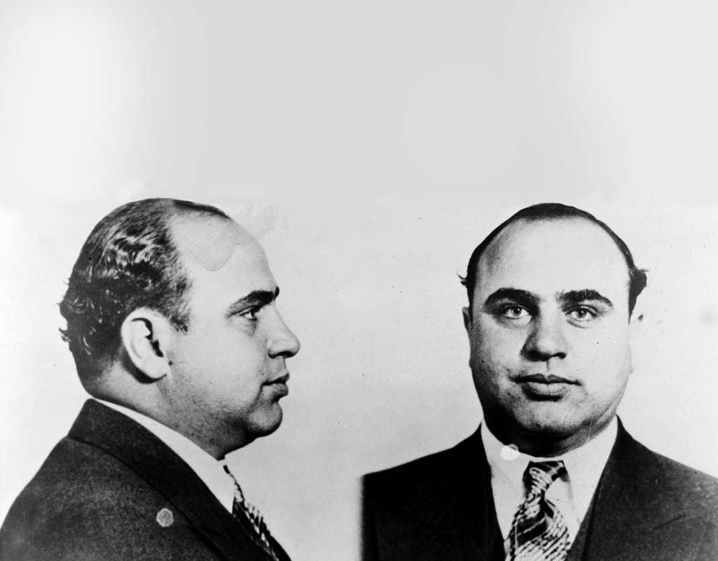 grayscale photo of man in coat, Al Capone