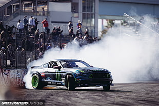gray and black racing vehicle, drift, Ford Mustang