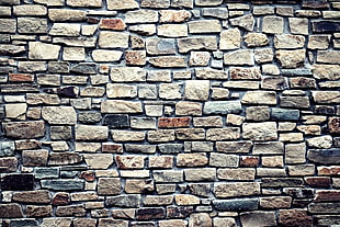 gray and brown brick wall HD wallpaper