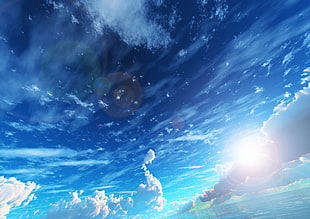 white clouds, blue, sky, clouds