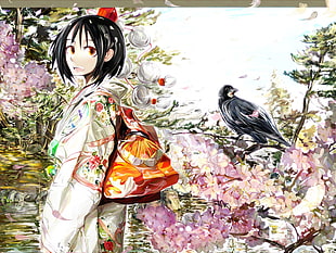 black haired Anime character illustration