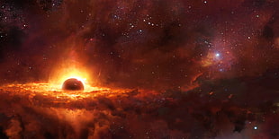 black hole illustration, space, space art HD wallpaper