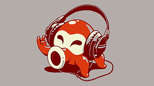brown octopus wearing headphones illustration, Super Mario Bros., minimalism HD wallpaper