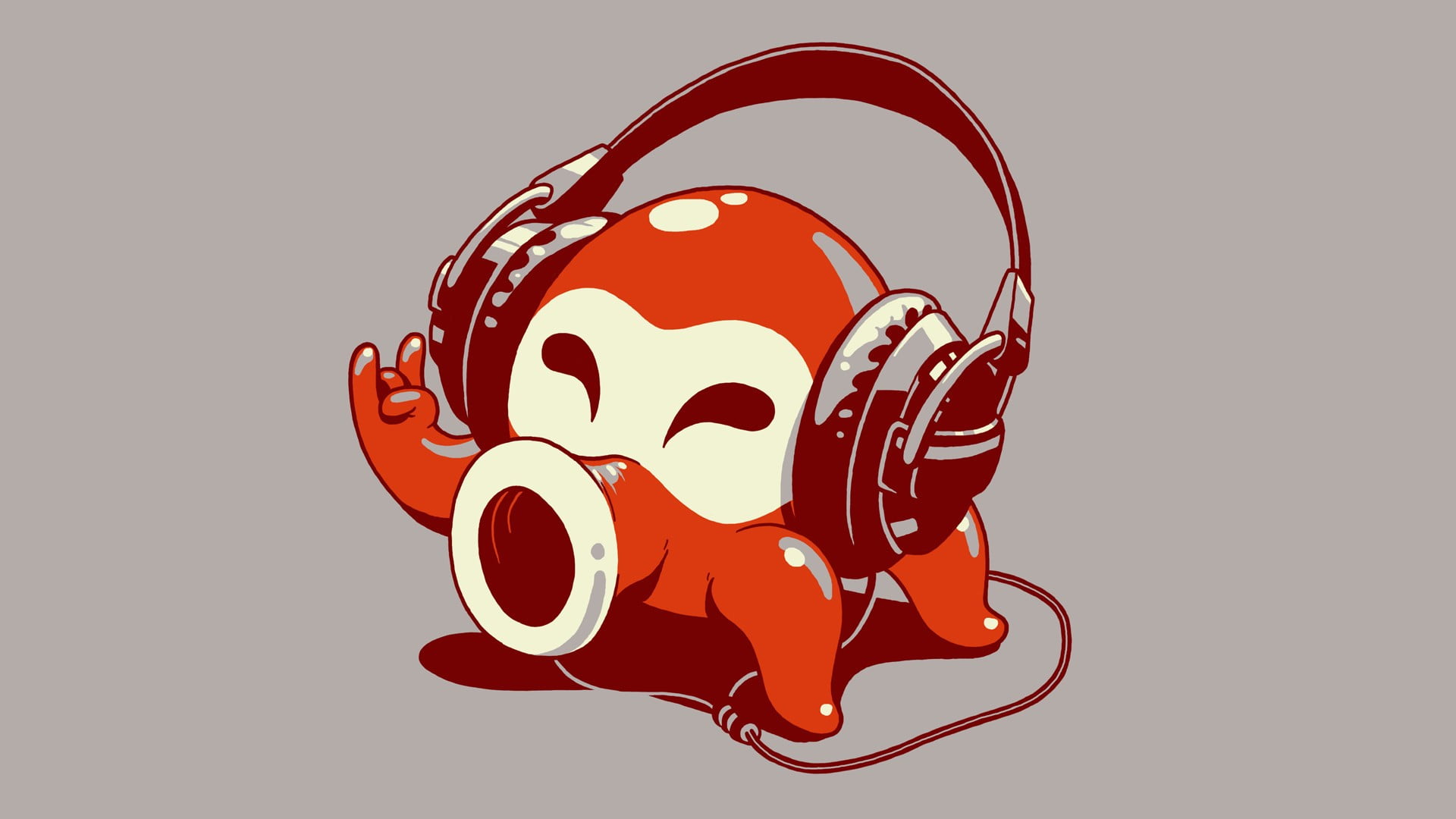 brown octopus wearing headphones illustration, Super Mario Bros., minimalism