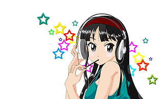 black haired woman in green tank top illustration