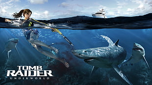 Tomb Raider Underworld game poster, Lara Croft, Tomb Raider, sea