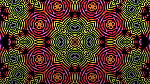 red and green kaleidoscope image, abstract