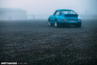 blue coupe, Porsche, 3.8 rsr, mist, blue HD wallpaper