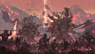 humans, dragons and giants war digital wallpaper, digital art, warrior, fantasy art HD wallpaper