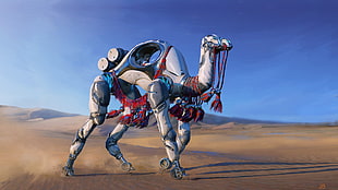 gray camel character, illustration, artwork, desert, camels