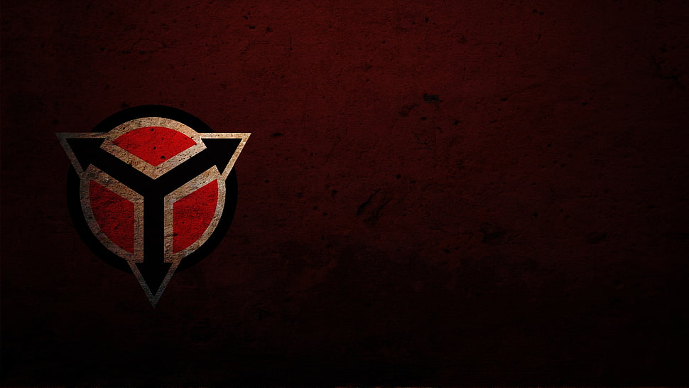 black, white, and red three cross logo HD wallpaper