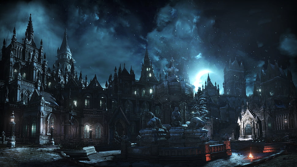 black castle digital game wallpaper, Dark Souls III, Gothic architecture, Irithyll, video games HD wallpaper