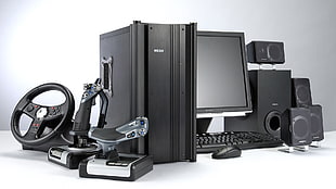 black computer desktop system with gaming rigs