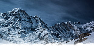 snow covered mountain, mountains, snowy peak HD wallpaper