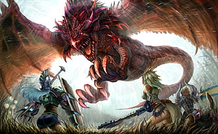 MMORPG wallpaper, Rathalos, Monster Hunter, Wyvern