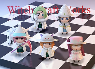 five assorted witch figurines