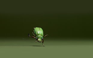 green flying insect, insect, digital art