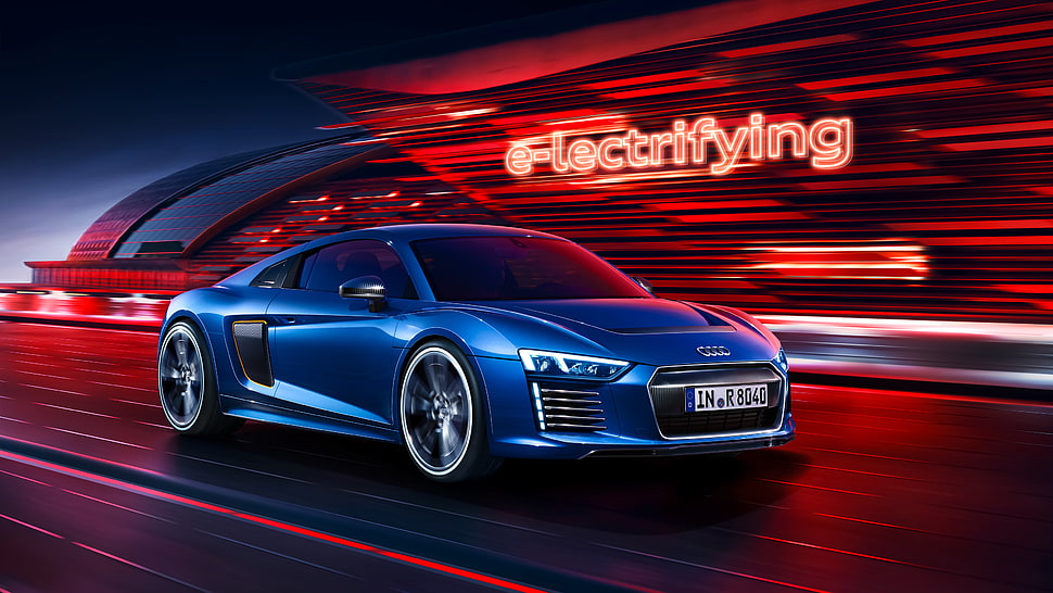 blue Audi coupe HD wallpaper
