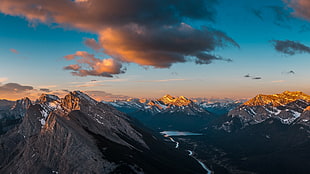 gray rock mountain, Alberta, Canada, mountains, clouds HD wallpaper