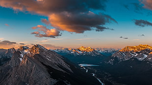 gray rock mountain, Alberta, Canada, mountains, clouds