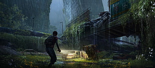 man holding flashlight 3D wallpaper, The Last of Us, concept art, video games HD wallpaper